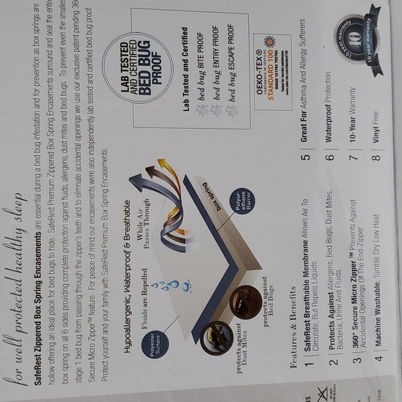 SafeRest Premium 9" Thick Box Spring Encasement - Waterproof - Breathable ~ Full - Picture 16 of 16